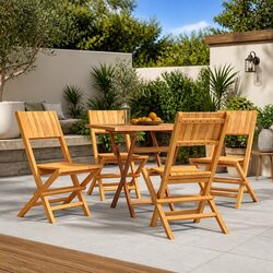 Folding Garden Chairs 4 pcs Outdoor Seating Solid Wood Teak Brown 47x61x90cm