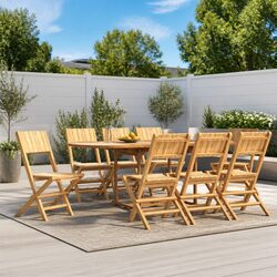 Folding Garden Chairs 8 pcs Outdoor Seating Solid Wood Slatted Design Backrest