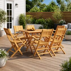 Folding Garden Chairs 6 pcs Solid Teak Wood Outdoor Seating Brown 55x61x90cm
