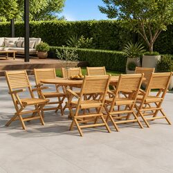 Folding Garden Chairs 8 Piece Set 55x62x90cm Outdoor Seating Solid Wood Teak