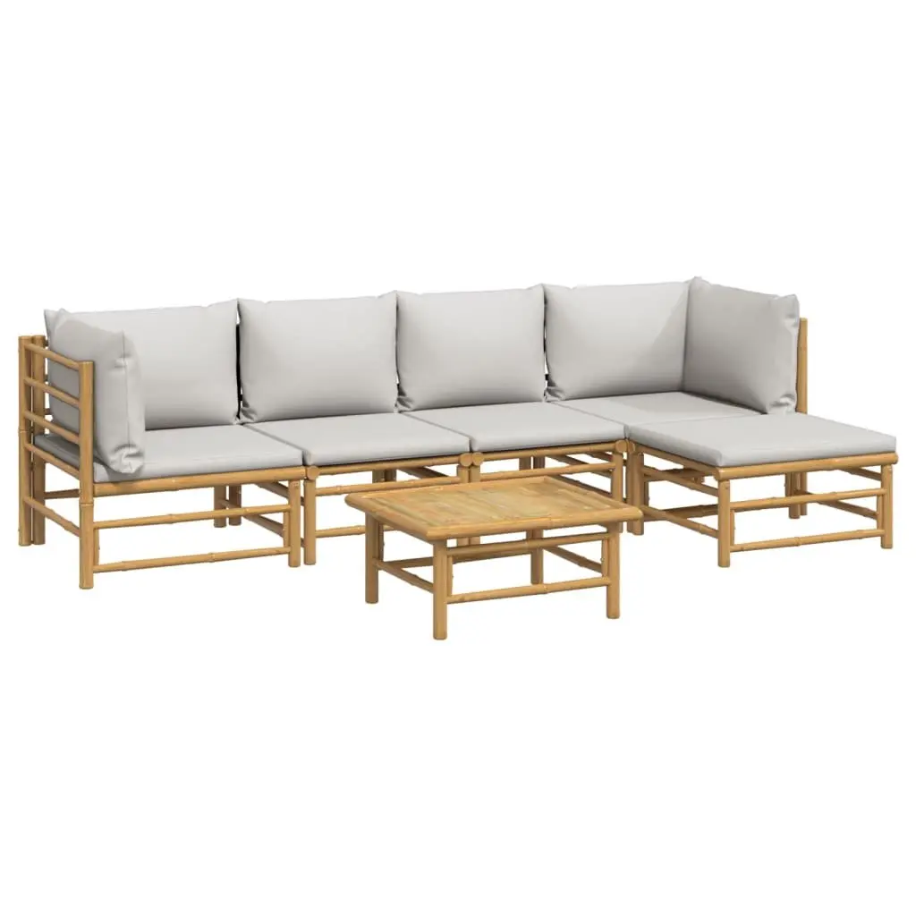 Bamboo Garden Lounge Set 6 Piece Outdoor Furniture with Cushions Brown