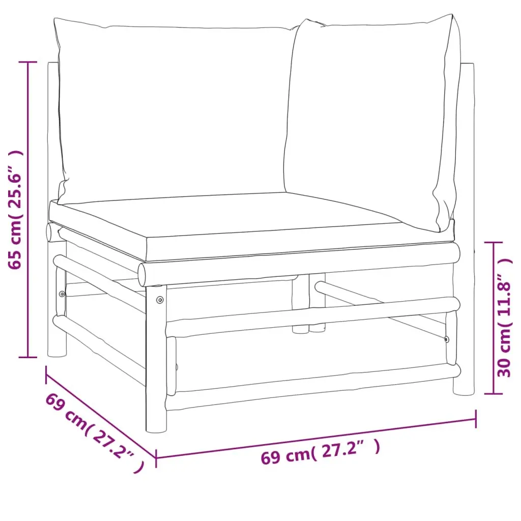 Garden Lounge Set 6 Piece Bamboo Outdoor Furniture with Cushions Brown
