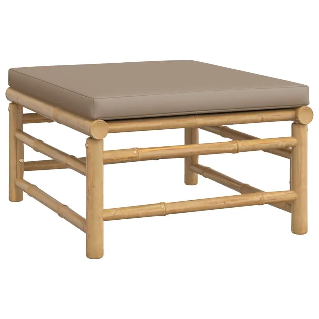 4 Piece Garden Lounge Set Bamboo Outdoor Furniture with Taupe Cushions