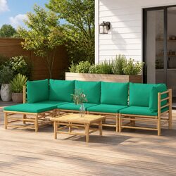 6 Piece Bamboo Garden Lounge Set Outdoor Furniture with Cushions Brown