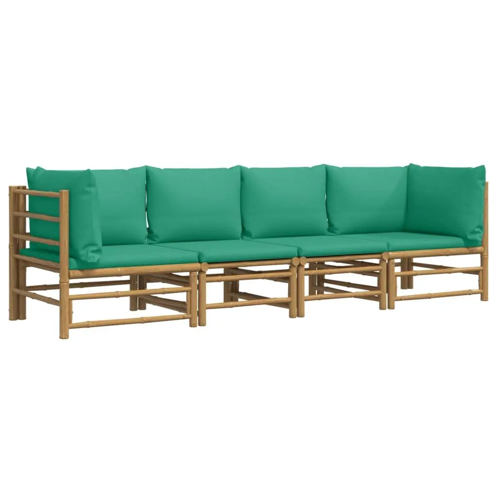 Bamboo Garden Lounge Set Modular Outdoor Furniture with Cushions Brown 4 Piece