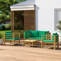Bamboo Garden Lounge Set 5 Piece Outdoor Furniture with Cushions Brown