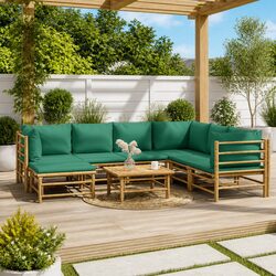 Bamboo Garden Lounge Set 8 Piece Outdoor Furniture with Cushions Brown