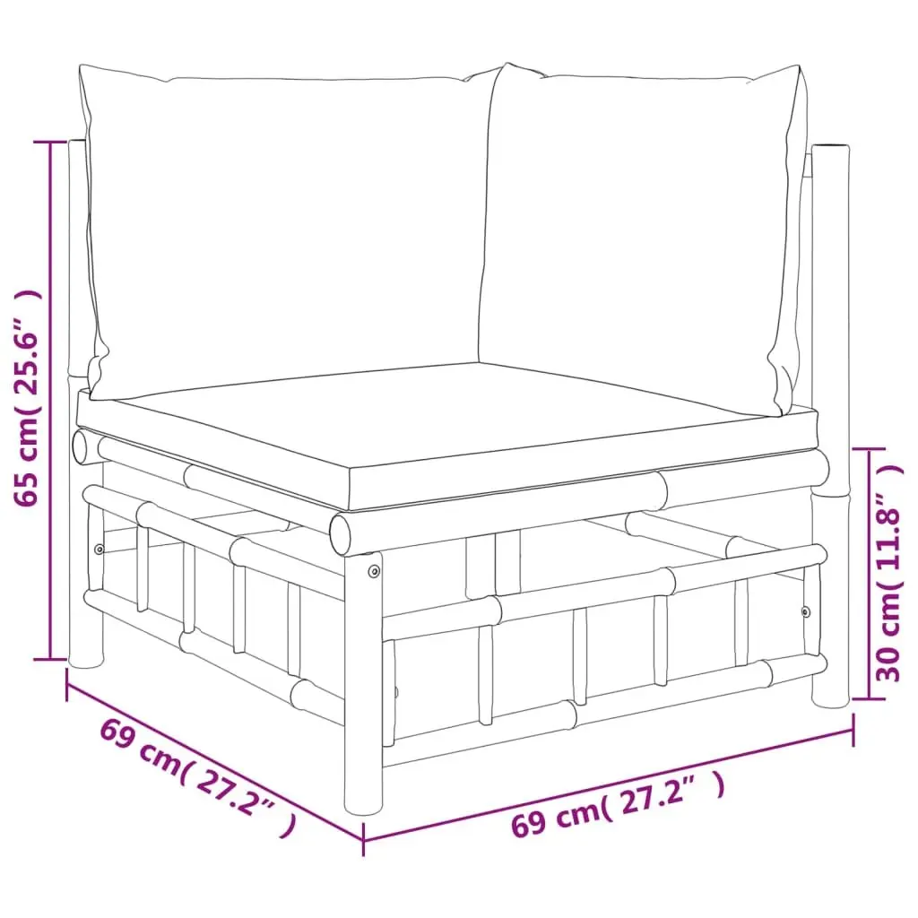 Garden Lounge Set 10 Pieces Bamboo Outdoor Furniture Sofa with Cushions Cream White