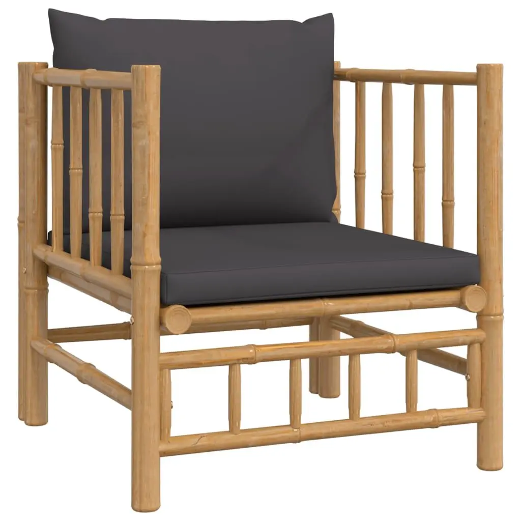 5 Piece Garden Lounge Set Bamboo Outdoor Furniture with Cushions Patio Seating