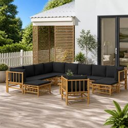 Bamboo Garden Lounge Set 12 Piece Outdoor Furniture Patio Sectional with