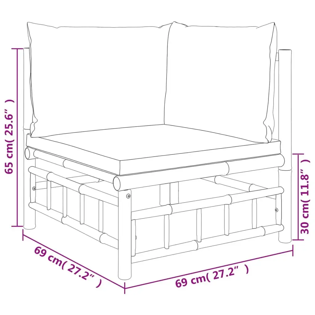 Garden Lounge Set 7 Piece Bamboo Outdoor Furniture with Cushions Brown