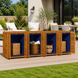 Garden Storage Box 280x87x104 cm Outdoor Solid Acacia Wood Deck Box Bench