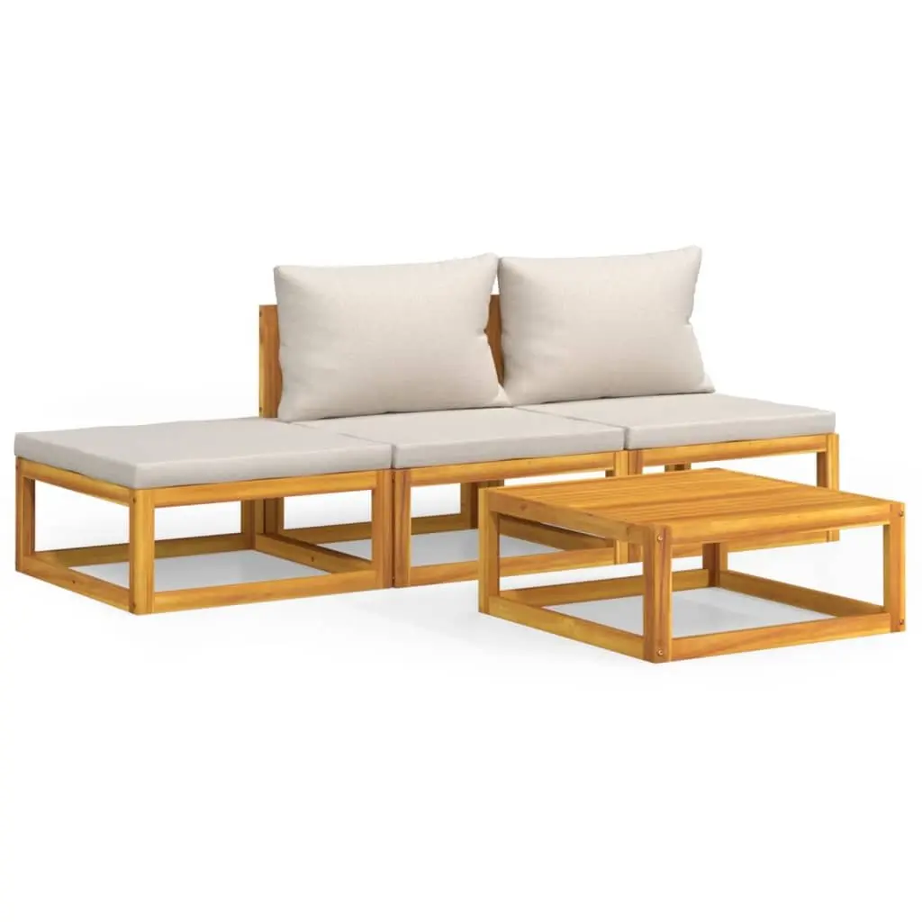 4 Piece Garden Lounge Set Outdoor Furniture with Cushions Solid Wood Patio Sofa