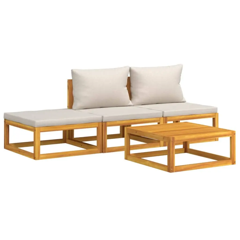 4 Piece Garden Lounge Set Outdoor Furniture with Cushions Solid Wood Patio Sofa