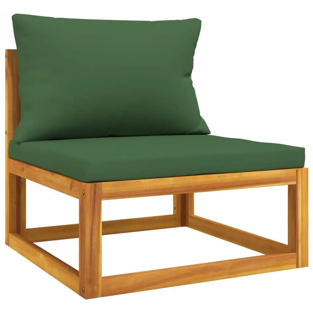 4 Piece Garden Lounge Set Outdoor Furniture Solid Wood with Green Cushions