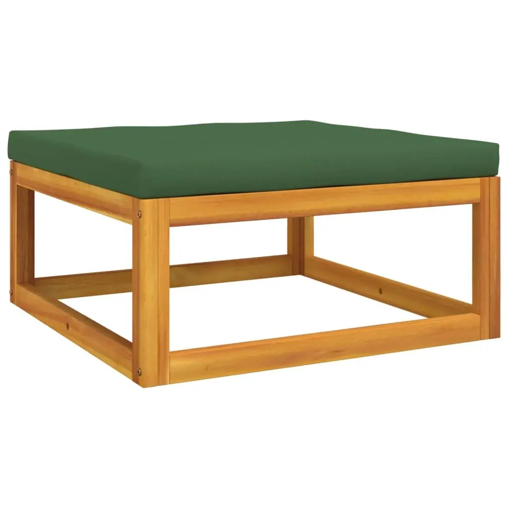 4 Piece Garden Lounge Set Outdoor Furniture Solid Wood with Green Cushions
