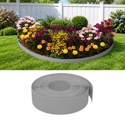 Garden Edging Borders 5 Pieces Grey 10 m Flexible Lawn Edge Flower Bed Path Trim