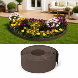 Garden Edging Border 2 Pieces Brown 10 m Flexible Lawn Edger Flower Bed