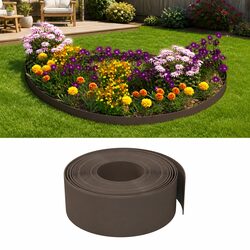 Garden Edging Borders 5 Pieces Brown 10 m Flexible Lawn Edgings Landscaping