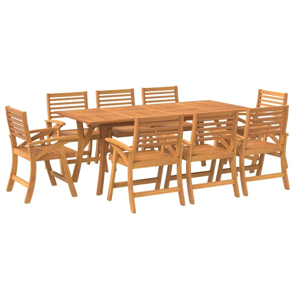Garden Dining Set 9 Piece Solid Acacia Wood Outdoor Furniture Brown