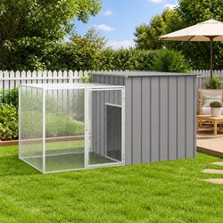 Rabbit Cage Hutch Small Animal Enclosure Grey Galvanised Steel Mesh Playpen
