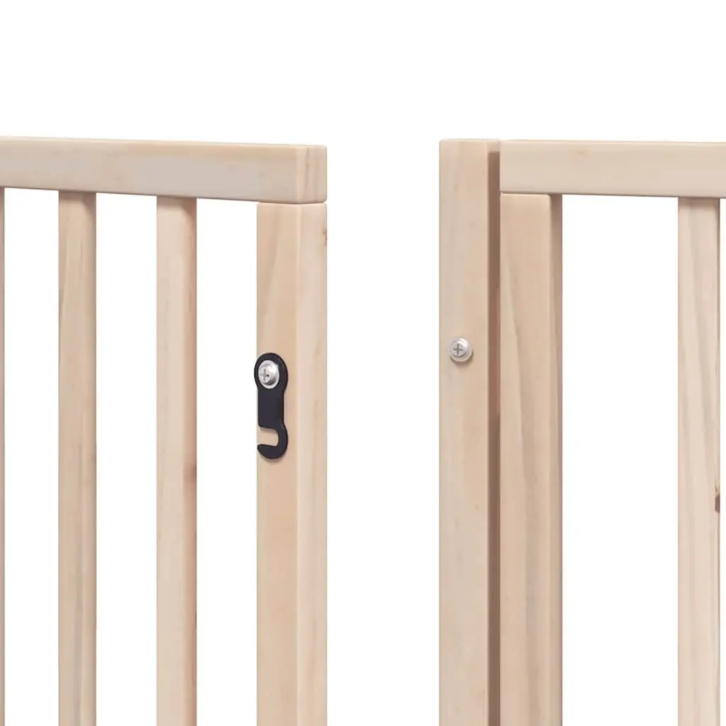 Dog Gate Foldable 9 Panels 450cm Brown Poplar Wood Pet Safety Barrier