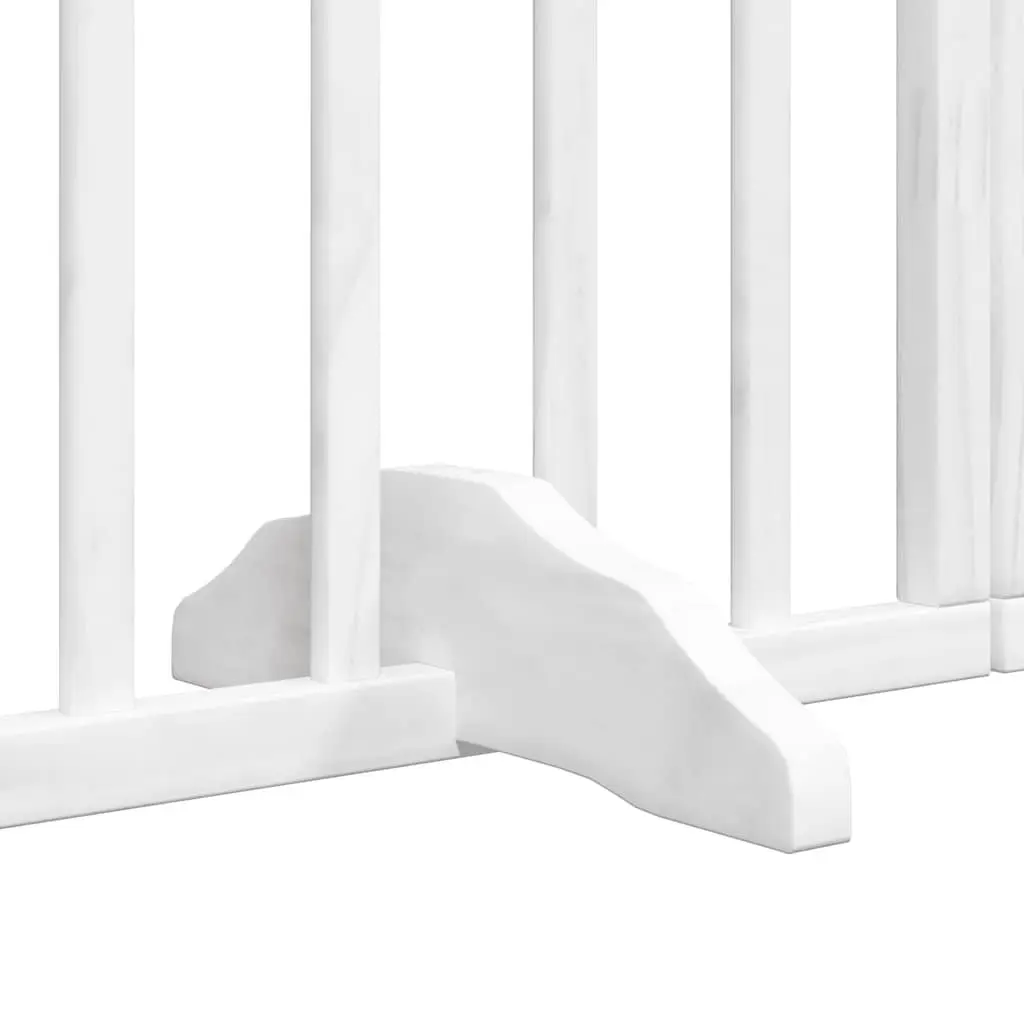 Dog Gate Foldable 9 Panels White Poplar Wood Pet Safety Barrier Playpen