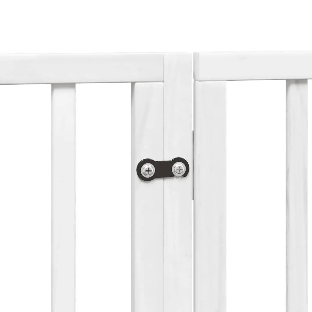 Dog Gate Foldable 9 Panels White Poplar Wood Pet Safety Barrier Playpen