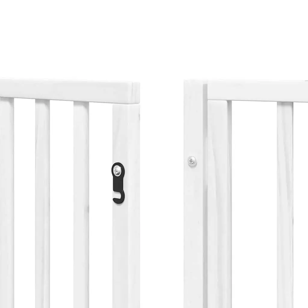 Dog Gate Foldable 9 Panels White Poplar Wood Pet Safety Barrier Playpen