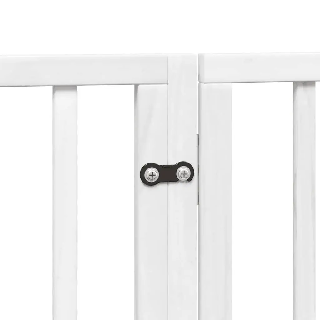 Dog Gate Foldable 12 Panels White Poplar Wood Pet Safety Barrier