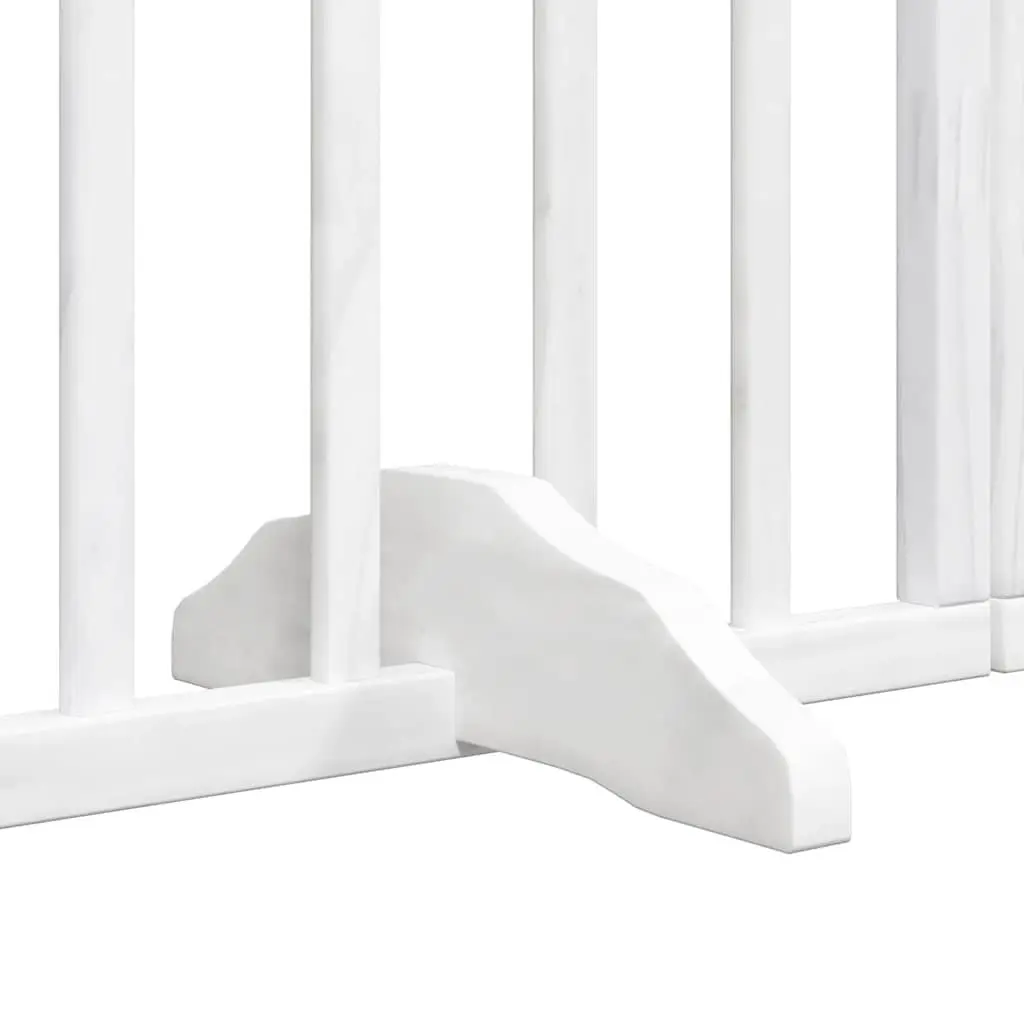 Dog Gate Foldable 12 Panels White Poplar Wood Pet Safety Barrier with Door Lock