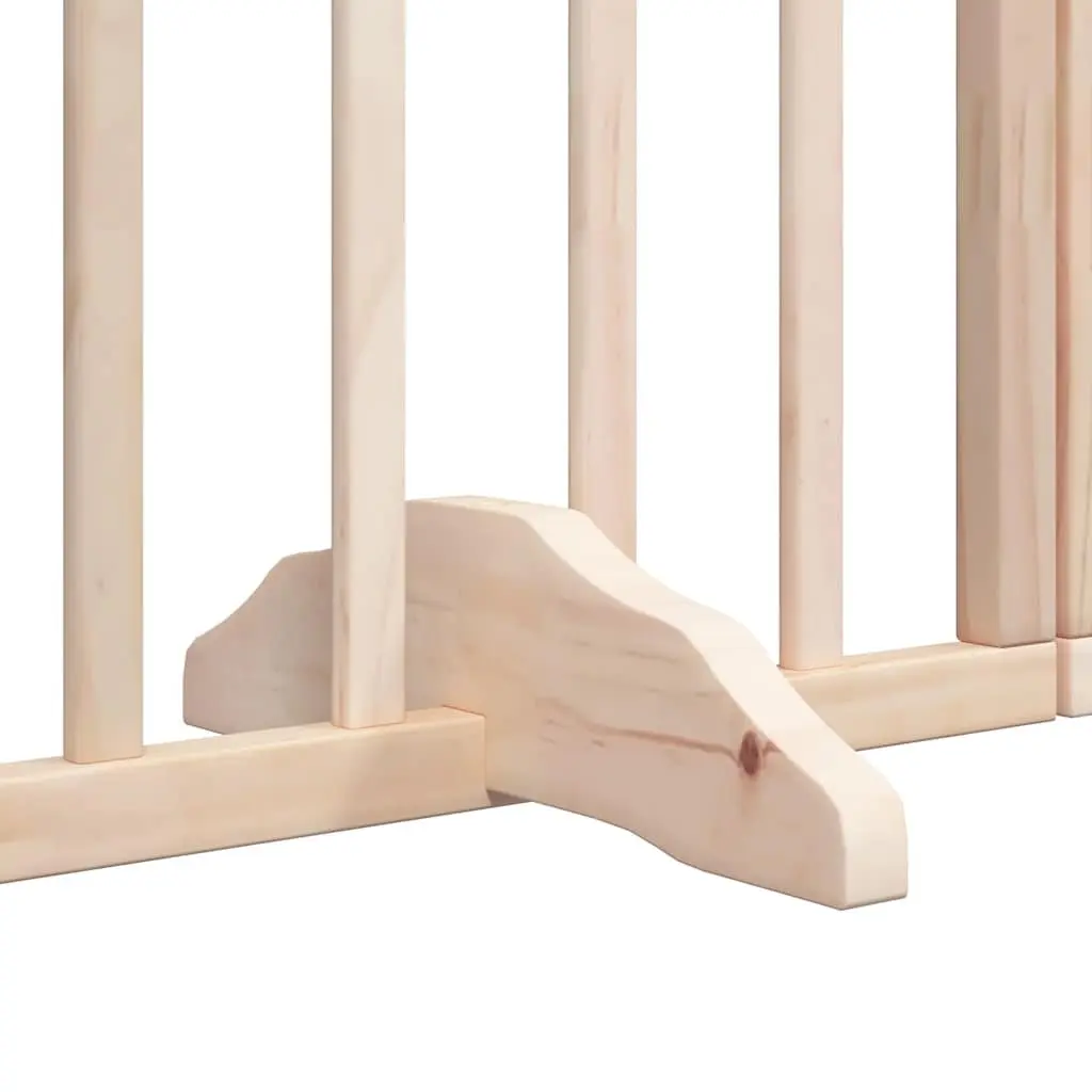 Dog Gate Foldable 6 Panel Poplar Wood Pet Safety Barrier Brown 480cm