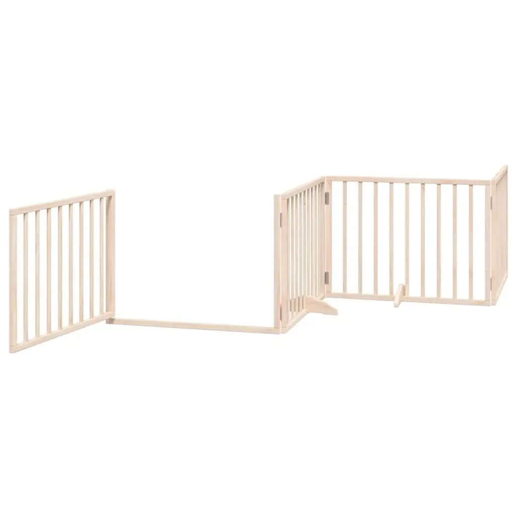Dog Gate Foldable 10 Panels 800cm Poplar Wood Pet Safety Barrier Brown