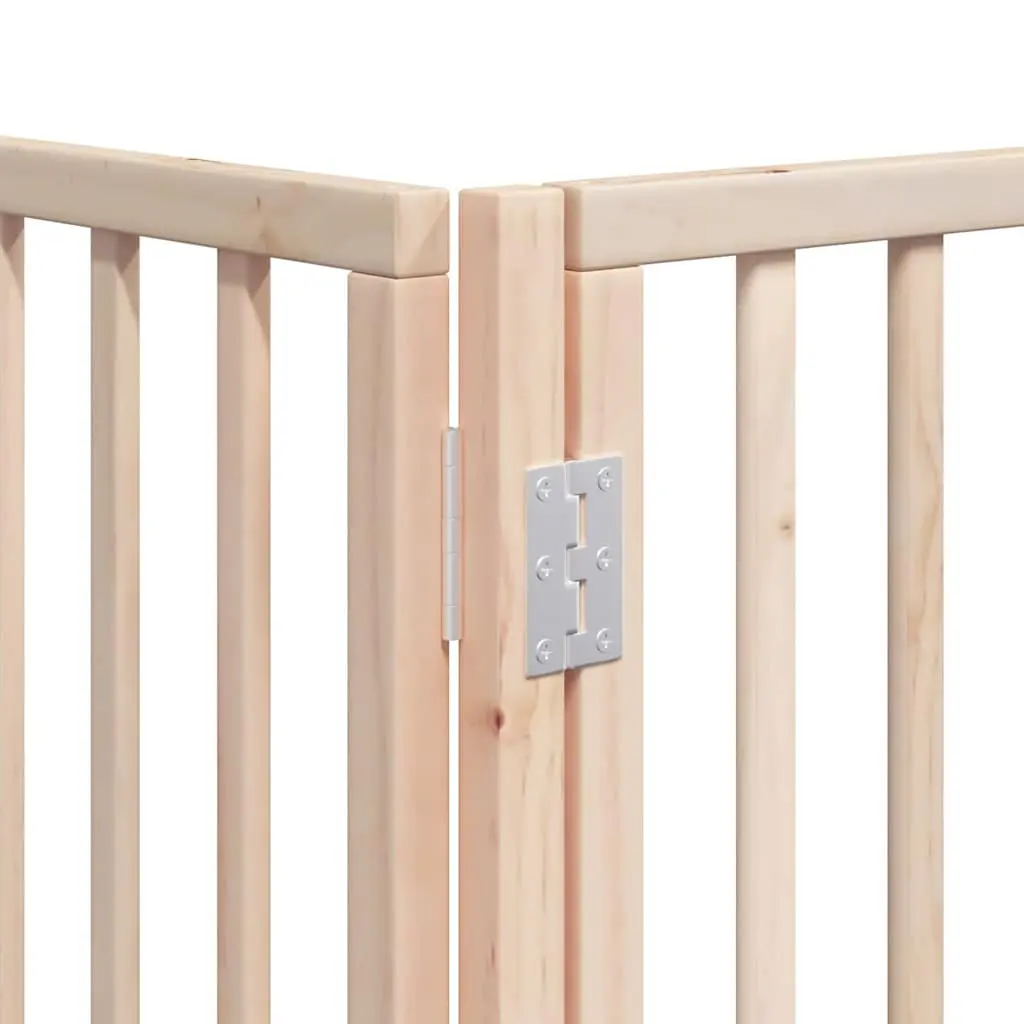 Dog Gate Foldable 12 Panels 600cm Poplar Wood Pet Barrier Door Brown