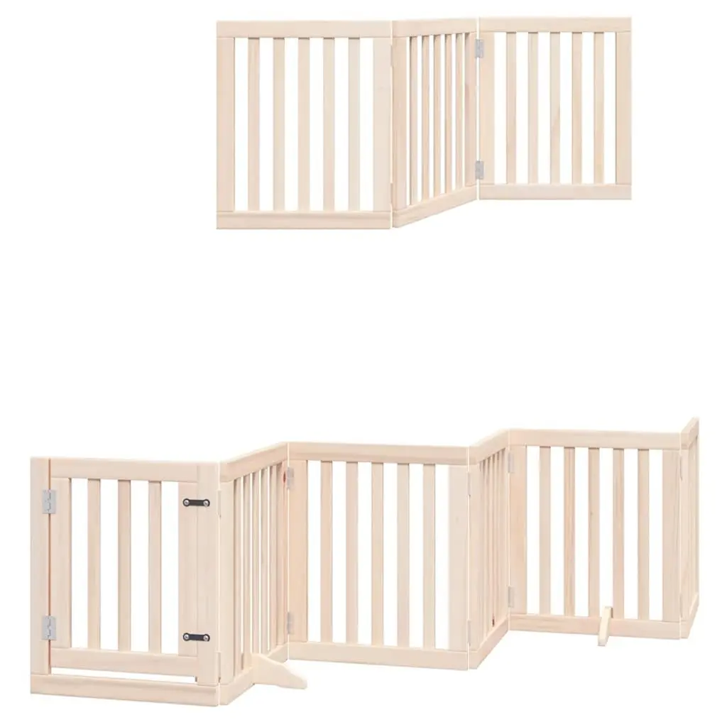 Dog Gate Foldable 15 Panels 750cm Poplar Wood Pet Safety Barrier Brown