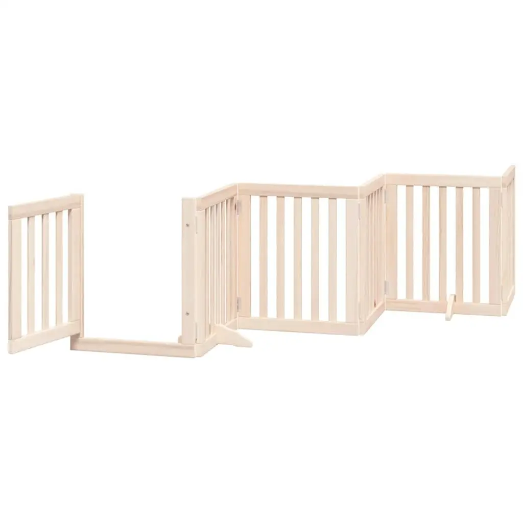 Dog Gate Foldable 15 Panels 750cm Poplar Wood Pet Safety Barrier Brown