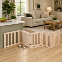 Dog Gate Foldable 10 Panels 800cm Poplar Wood Pet Safety Playpen Enclosure with
