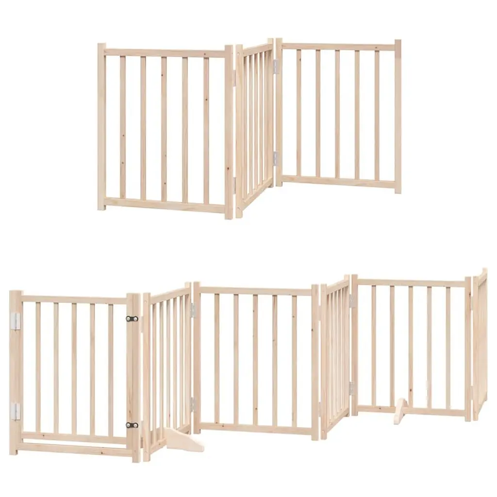 Dog Gate Foldable 15 Panels 750cm Poplar Wood Pet Safety Barrier Brown
