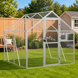 Bird Aviary Silver Aluminum Frame Wire Mesh Cage Parrot Budgie Enclosure