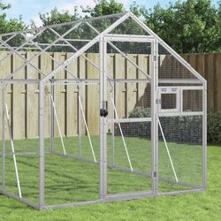 Bird Aviary Large Metal Cage Silver Aluminium Frame Wire Mesh Pet Enclosure