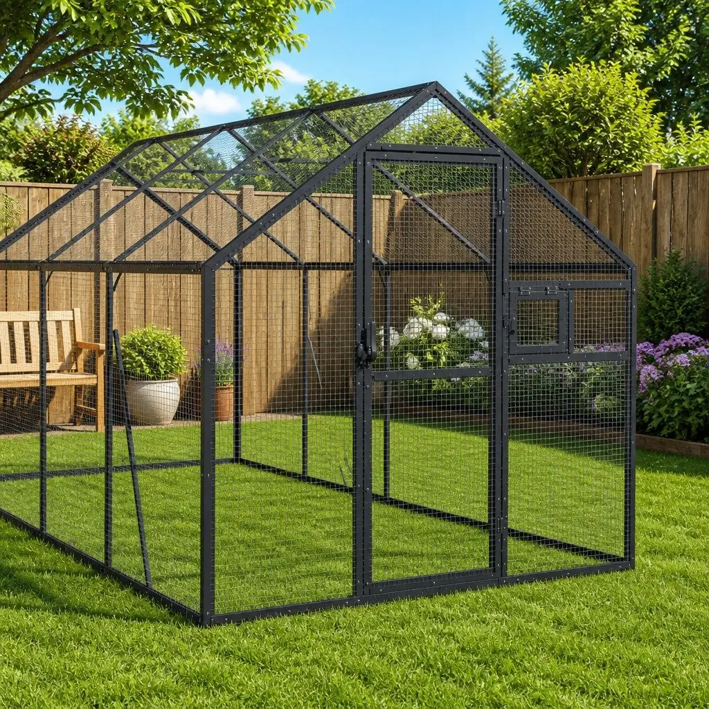 Bird Aviary Large Aluminium Frame Wire Mesh Anthracite 1.79x6x1.85 m