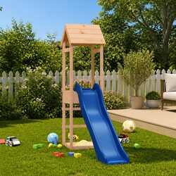 Outdoor Playset Wooden Climbing Frame with Slide & Sandpit Kids Backyard