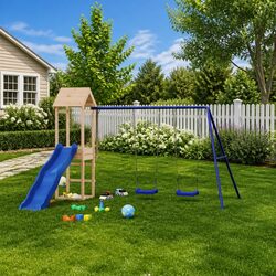 Outdoor Playset Swing Set Slide Climbing Frame Wooden Garden Play Equipment Kids