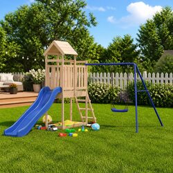 Wooden Outdoor Playset Climbing Frame Slide Swing Sandbox Kids Backyard Play Set
