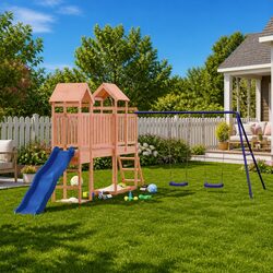 Outdoor Playset Climbing Frame Swing Slide Sandbox Wooden Backyard Kids Play Set