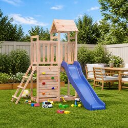 Outdoor Playset Wooden Climbing Frame Slide Sandbox Backyard Kids Play Equipment