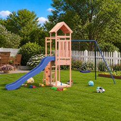 Wooden Outdoor Playset Climbing Frame Slide Swing Rockwall Sandbox Children