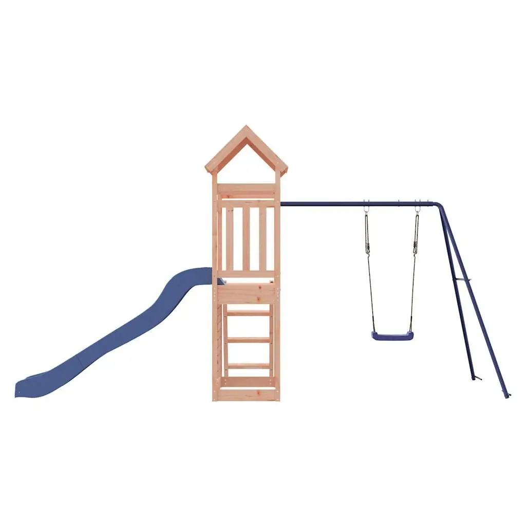 Wooden Outdoor Playset Multi-Activity Climbing Frame Slide Swing Rockwall Sandbox Brown