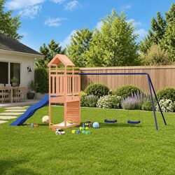 Outdoor Playset Climbing Frame Solid Wood Swing Slide Sandbox Children Backyard