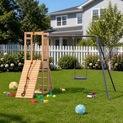 Wooden Outdoor Playset Climbing Frame Swing Set Sandbox Garden Kids Play